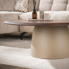 Table basse triangulaire moderne métal et acacia massif Diuty