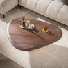 Table basse triangulaire moderne métal et acacia massif Diuty