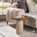 Table d'appoint ronde moderne m&eacute;tal et acacia massif Diuty