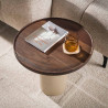 Table d'appoint ronde moderne métal et acacia massif Diuty