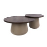Tables basses rondes modernes métal et acacia massif Diuty (lot de 2)