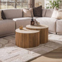 Lot de 2 tables basses modernes en acacia massif brun clair Ceramic