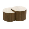 Lot de 2 tables basses modernes en acacia massif brun clair Ceramic