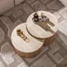 Lot de 2 tables basses modernes en acacia massif brun clair Ceramic