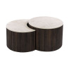 Lot de 2 tables basses modernes en acacia massif brun foncé Ceramic