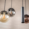 Suspension industrielle en verre chromé, ambré et cuivré Orféane
