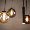 Suspension industrielle en verre chromé, ambré et cuivré Orféane