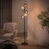 Lampadaire industriel en verre chromé, ambré et cuivré Orféane