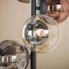 Lampadaire industriel en verre chromé, ambré et cuivré Orféane