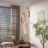 Suspension moderne métal et verre fumé 5 lampes Cocoon
