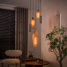 Suspension moderne métal et verre fumé 5 lampes Cocoon