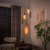 Suspension moderne métal et verre fumé 5 lampes Cocoon
