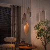 Suspension moderne métal et verre fumé 5 lampes Cocoon