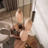 Suspension moderne métal et verre fumé 5 lampes Cocoon