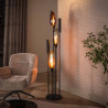 Lampadaire moderne métal noir et verre fumé 5 lampes Cocoon