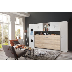Lit escamotable horizontal contemporain coloris chêne Jawal