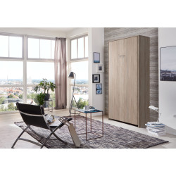 Lit escamotable vertical contemporain coloris chêne Jawal