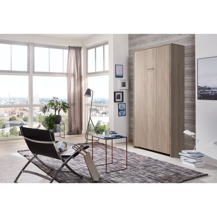 Lit escamotable vertical contemporain coloris chêne Jawal