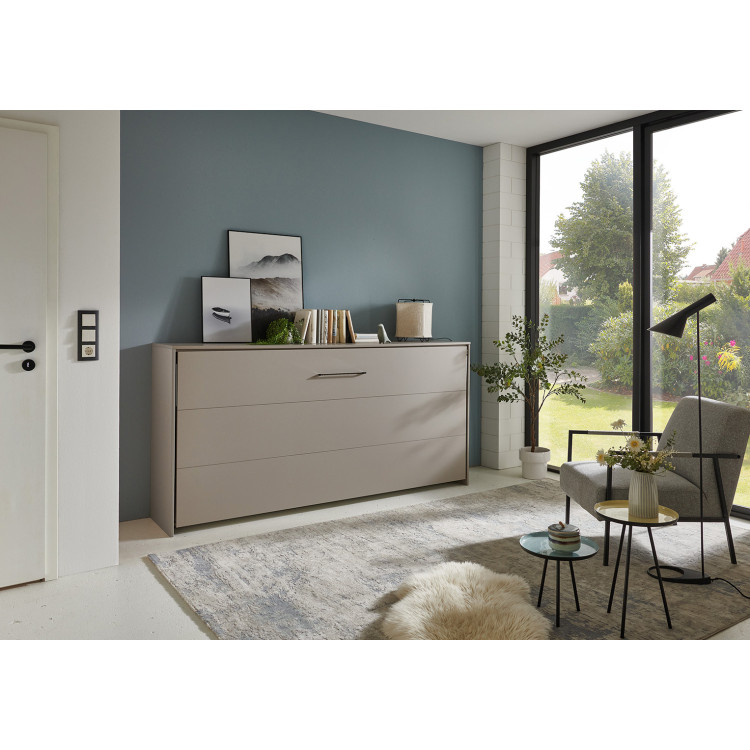 Lit escamotable horizontal contemporain gris sahara Jawal
