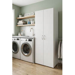 Armoire buanderie blanche 2 portes profondeur 69 cm Jesy