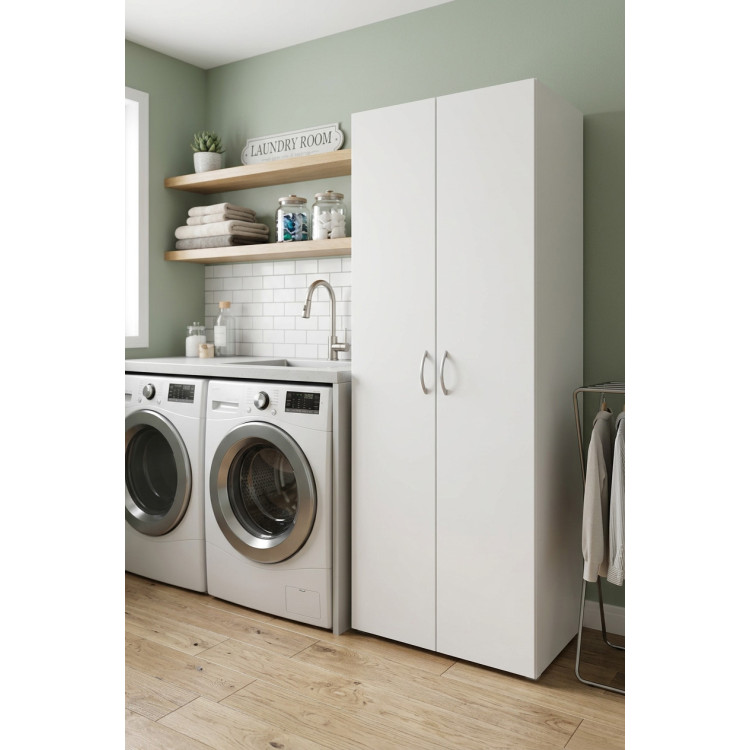 Armoire buanderie blanche 2 portes profondeur 69 cm Jesy