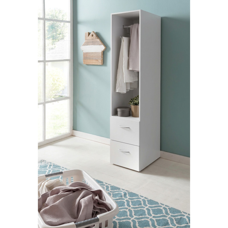 Armoire penderie de buanderie blanche profondeur 40 cm Jesy Blanc Armoire penderie de buanderie blanche profondeur 40 cm Jesy Blanc