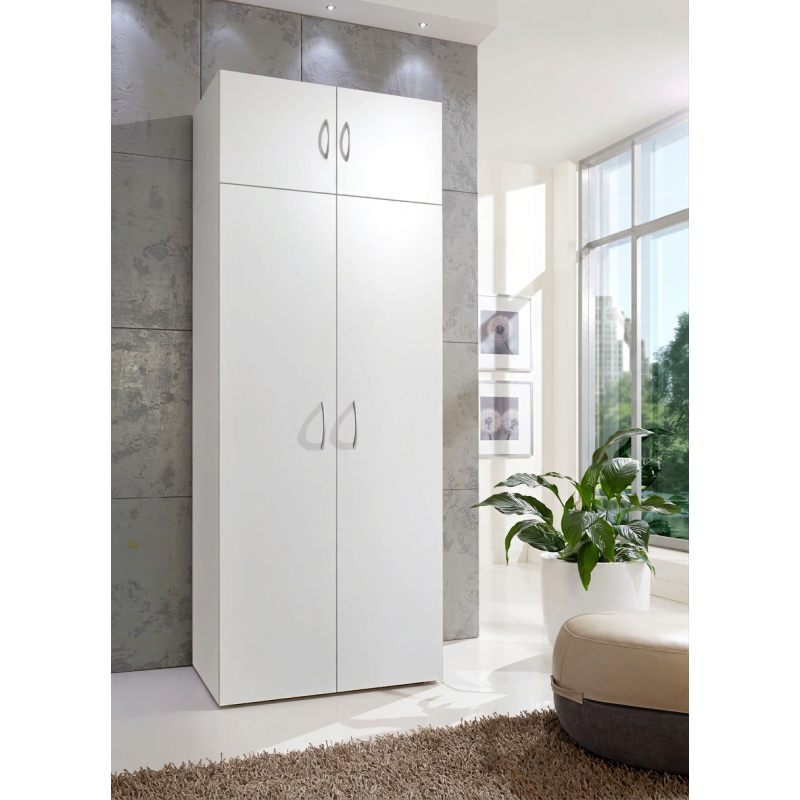 Surmeuble 2 portes avec étagères blanc profondeur 40 cm Jesy Blanc Surmeuble 2 portes avec étagères blanc profondeur 40 cm Jesy Blanc