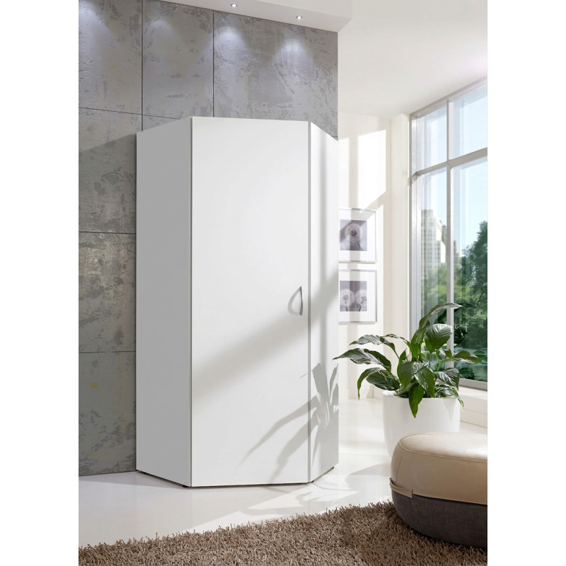 Armoire d'angle moderne blanche Jesy Blanc — Blanc