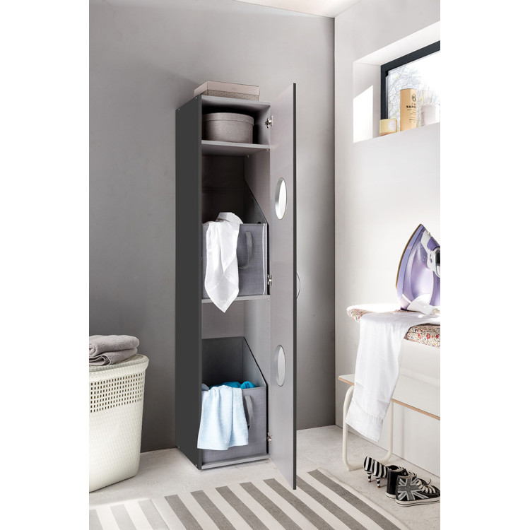 Armoire à linge graphite 2 paniers profondeur 40 cm Jesy