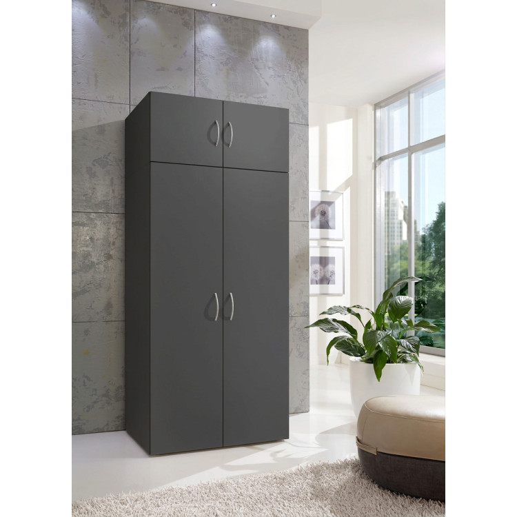 Surmeuble 2 portes avec étagère graphite profondeur 40 cm Jesy