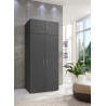 Surmeuble 2 portes avec étagère graphite profondeur 40 cm Jesy