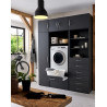 Armoire buanderie graphite 6 tiroirs/2 étagères profondeur 40 cm Jesy