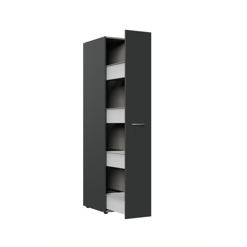 Armoire de buanderie rangement coulissant extractible graphite Jesy Graphite — Graphite — vue 4