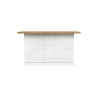 Îlot de cuisine 3 portes 160 cm blanc laqué/chêne Iseult
