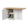 Îlot de cuisine 2 portes avec niches blanc laqué/chêne Iseult