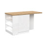 Îlot de cuisine 2 portes avec niches blanc laqué/chêne Iseult