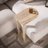 Bout de canapé moderne métal beige et céramique Célia