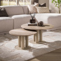 Tables basses rondes m&eacute;tal beige et c&eacute;ramique C&eacute;lia (lot de 2)