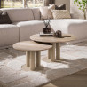 Tables basses rondes métal beige et céramique Célia (lot de 2)