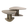 Tables basses triangulaires métal beige et céramique Célia (lot de 2)