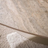 Table basse triangulaire métal beige et céramique Celia