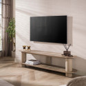 Meuble TV moderne 180 cm m&eacute;tal beige et c&eacute;ramique C&eacute;lia