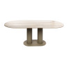 Table de salle à manger ovale moderne métal beige et céramique Célia