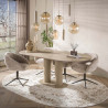 Table de salle à manger ovale moderne métal beige et céramique Célia