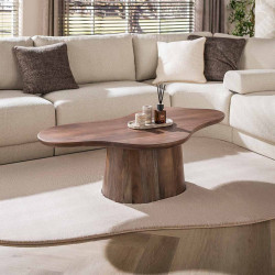 Table basse style nature en acacia massif brun Sandie