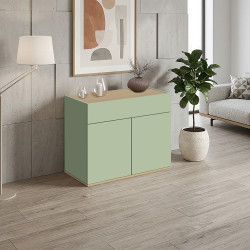 Buffet/bahut moderne 80 cm vert/chêne chopin Grana