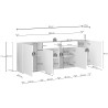 Buffet/bahut moderne 200 cm vert/chêne chopin Grana