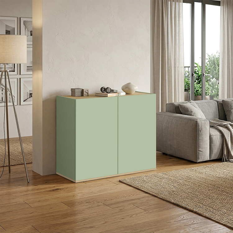 Buffet/bahut moderne 2 portes vert/chêne chopin Grana