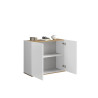 Buffet/bahut moderne 2 portes blanc/chêne wotan Grana