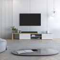 Meuble TV extensible 183/310 cm blanc/ch&ecirc;ne wotan Grana